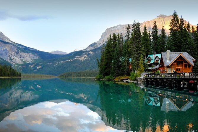 8 Iconic Stops. 12 Comfy Seats. See Banff's Best in First Class. - Moraine Lake in summer, Emerald Lake in winter