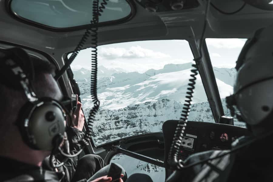Banff/Jasper: Canadian Rockies Helicopter & Snowshoe Tour - The flight over glaciers, lakes, and waterfalls