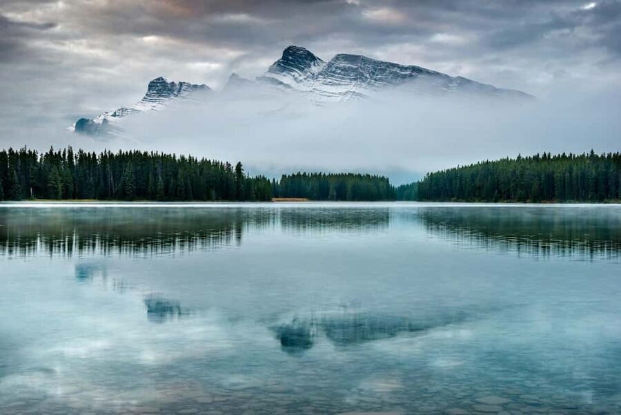 Banff National Park: Canyons, Lakes & Local Favourites - Two Jack Lake closes with quiet reflections
