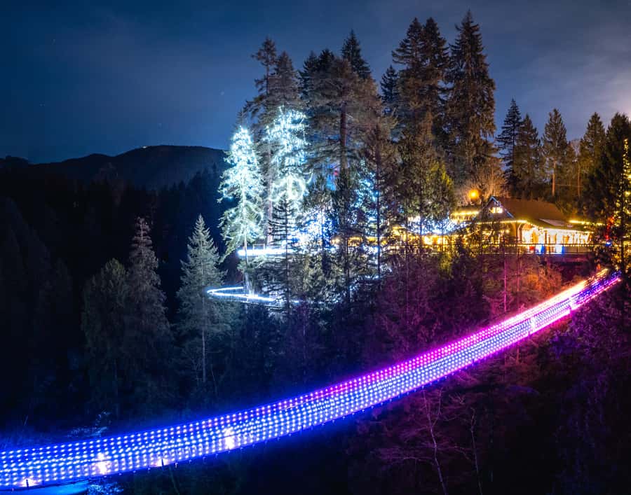 Capilano Suspension Bridge Canyon Lights & 4 Top highlights - Capilano Suspension Bridge brings the biggest thrill