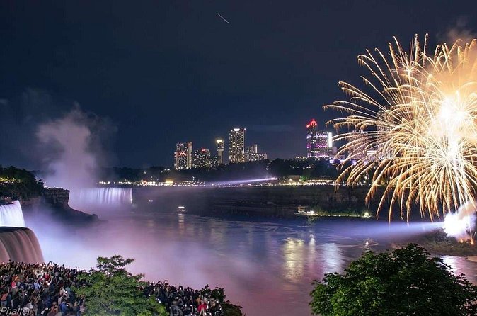 Fireworks and Falls Glow Canada Walking Tour and Skylon Tower - Seeing Horseshoe Falls after dark
