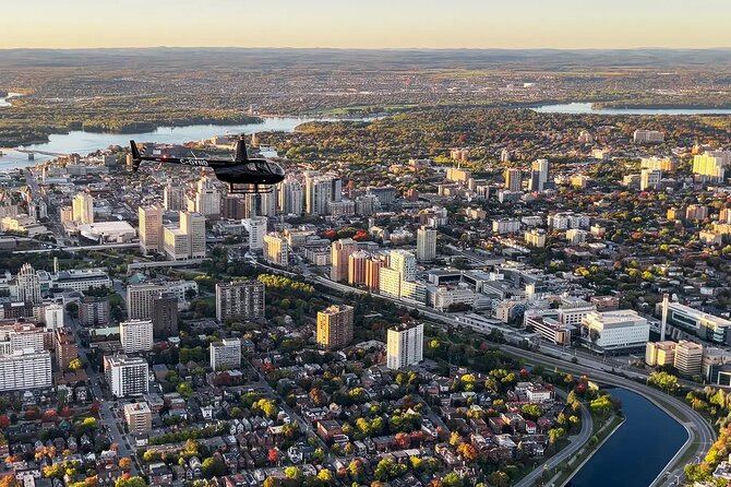 Fly over the City of Ottawa in a Helicopter - Dow’s Lake and the Rideau Canal