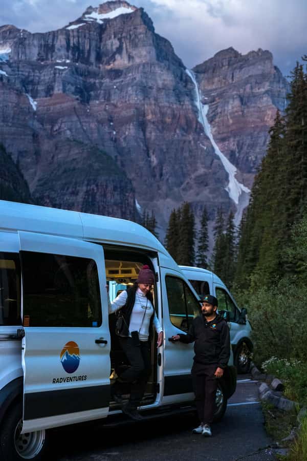 From Banff: Sunrise Moraine & Louise Premium Guided Tour - The Banff departure and scenic drive