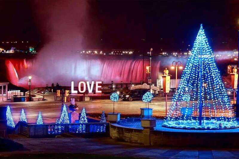 From Toronto: Winter Festival of Lights Niagara Falls Tour - Looking down from the Skylon Tower