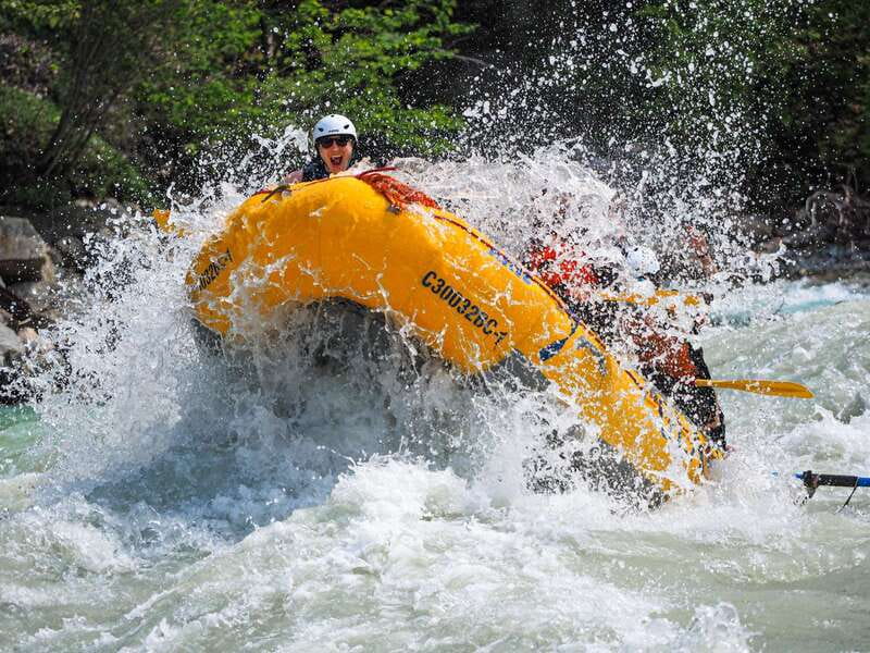 Golden, BC: Kicking Horse River Whitewater Raft Experience - A narrow canyon and waterfall stop