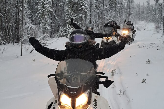 Guided Snowmobile Adventure - Practicing on the frozen lake before the real route