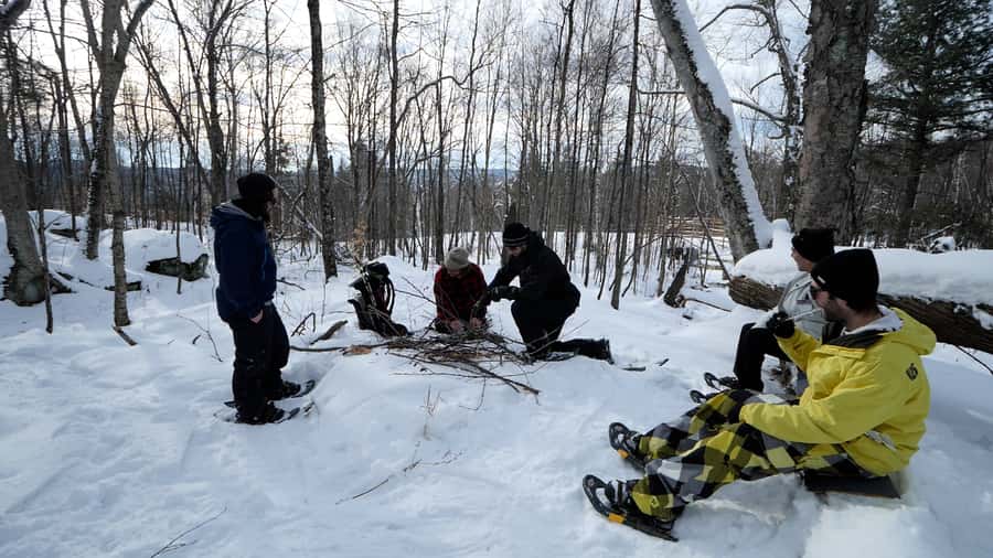 Guided Snowshoe Tour in Mont-Tremblant - Walking from the resort to the forest trail
