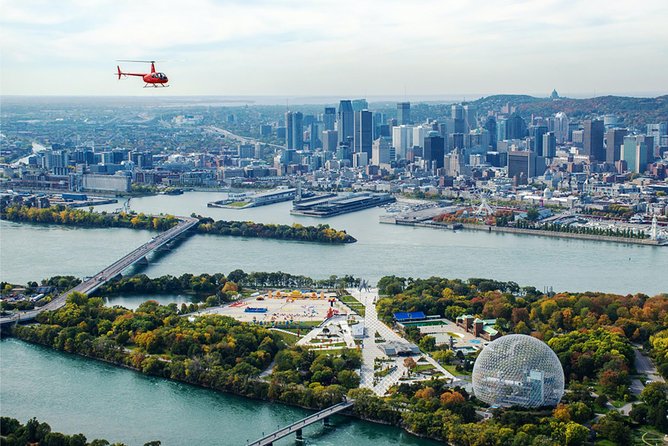 Helicopter Tour Over Montreal - The Jacques Cartier Bridge and the river crossing