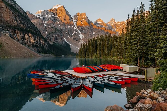 Moraine Lake Sunrise & Lake Louise Golden Hour Experience - Time at the Rockpile and lakeshore