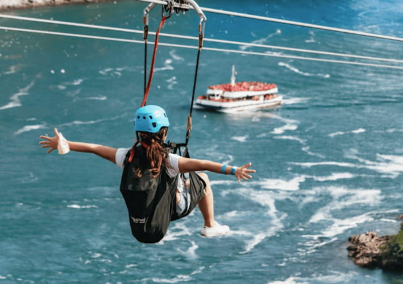 Niagara Falls, Canada: Early Bird Zip Line to The Falls - Getting fitted for the 67-meter launch