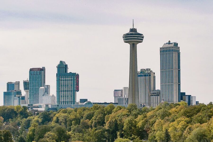 Niagara Falls, ON: Helicopter Ride with Boat & Skylon Lunch - Skylon Tower lunch and the view from above