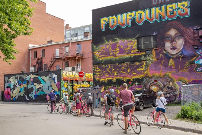 Non Touristy Pink Bike Tour by Spade & Palacio - Plateau-Mont-Royal by back alley and park