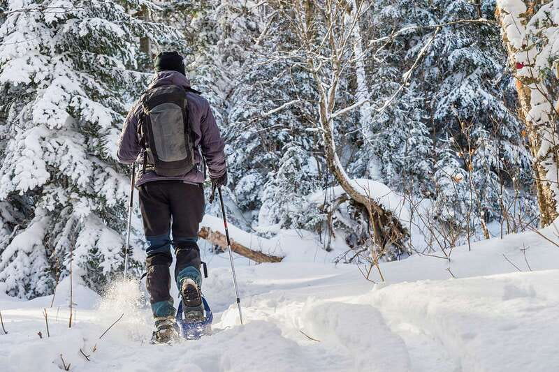 Quebec City: Jacques-Cartier National Park Snowshoeing Tour - Getting fitted for snowshoes at the park