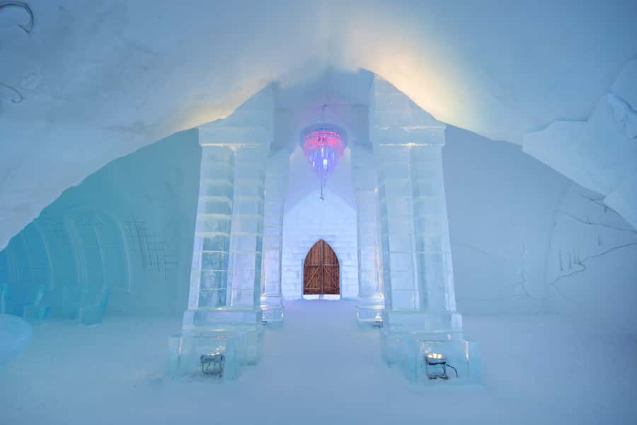Quebec Ice Hotel Entrance Ticket with Transportation - Entering the Ice Hotel’s snow-built rooms