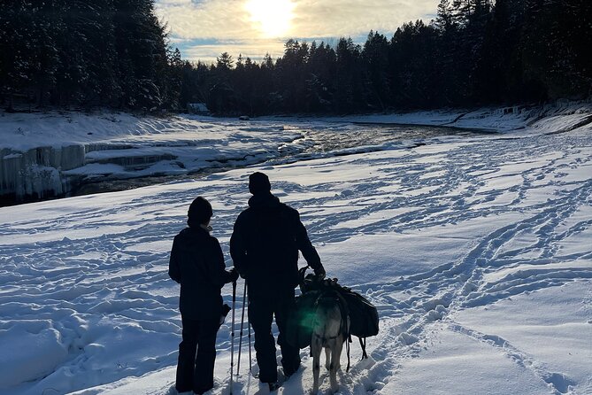 Snowshoeing with mountain goats Private activity - A fire beside the river
