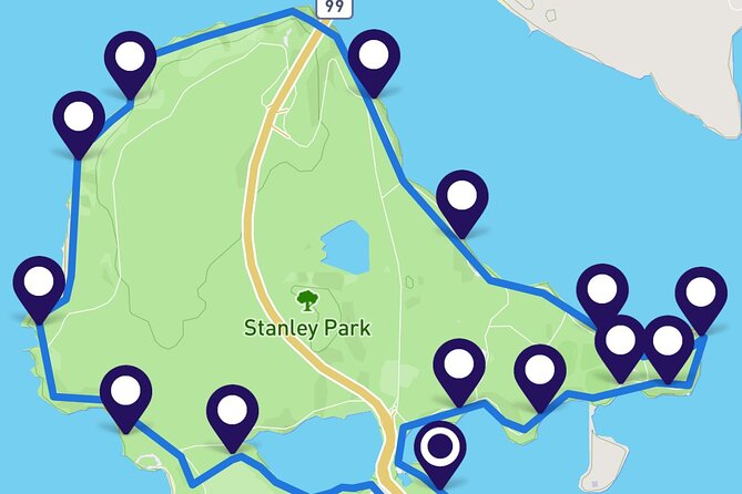 Stanley Park Seawall E-scooter Rental with Self Guided map - Brockton Point Lighthouse frames the harbor views