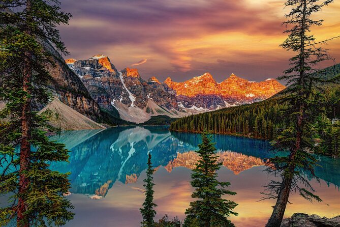 Sunrise Adventure: Alpenglow at Moraine Lake & Lake Louise - A small van makes the long morning easier