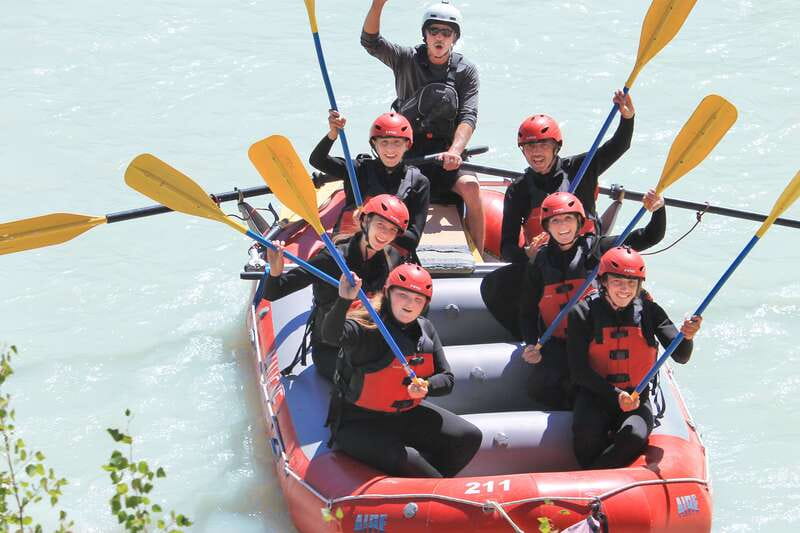 Sunwapta Challenge Whitewater Rafting in Jasper - Changing into river gear beside the Sunwapta
