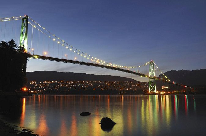 Vancouver Holiday Festive Dinner Cruises - English Bay and Lions Gate Bridge after dark